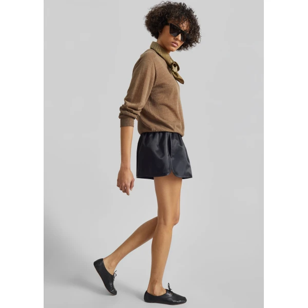 The Frankie Shop Zafra Satin Mini Shorts – Black, view 2