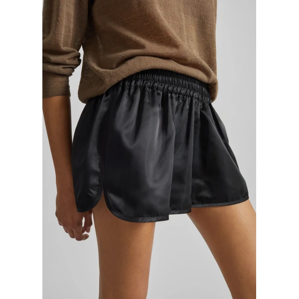 The Frankie Shop Zafra Satin Mini Shorts – Black, view 4