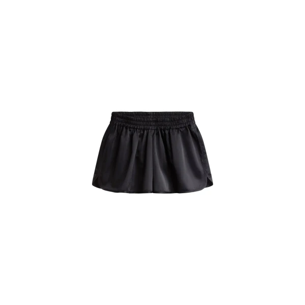 The Frankie Shop Zafra Satin Mini Shorts - Black - Oversized Minimalist Shorts in Black - Shop at Coveti