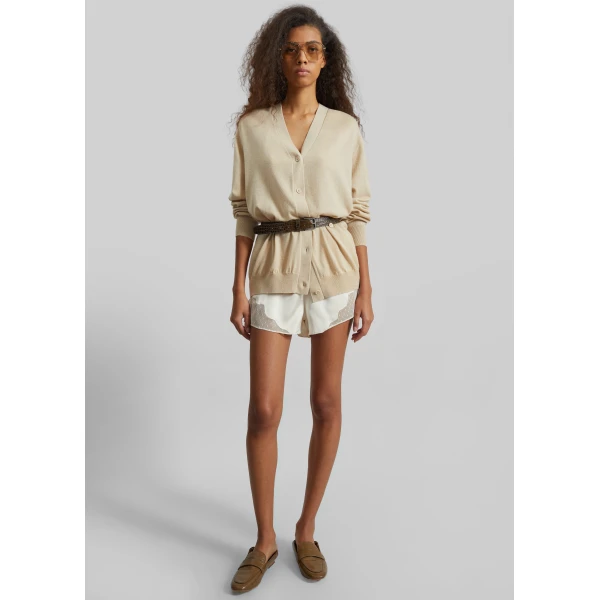 The Frankie Shop Zina V-Neck Cardigan – Beige, view 3