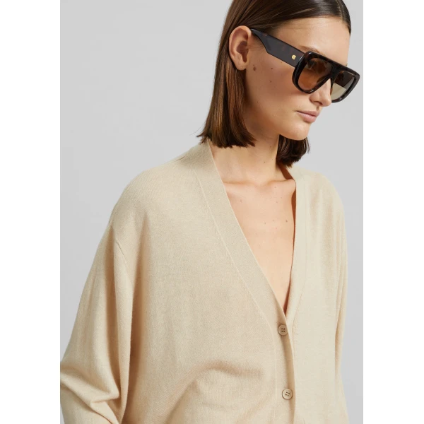 The Frankie Shop Zina V-Neck Cardigan – Beige, view 6