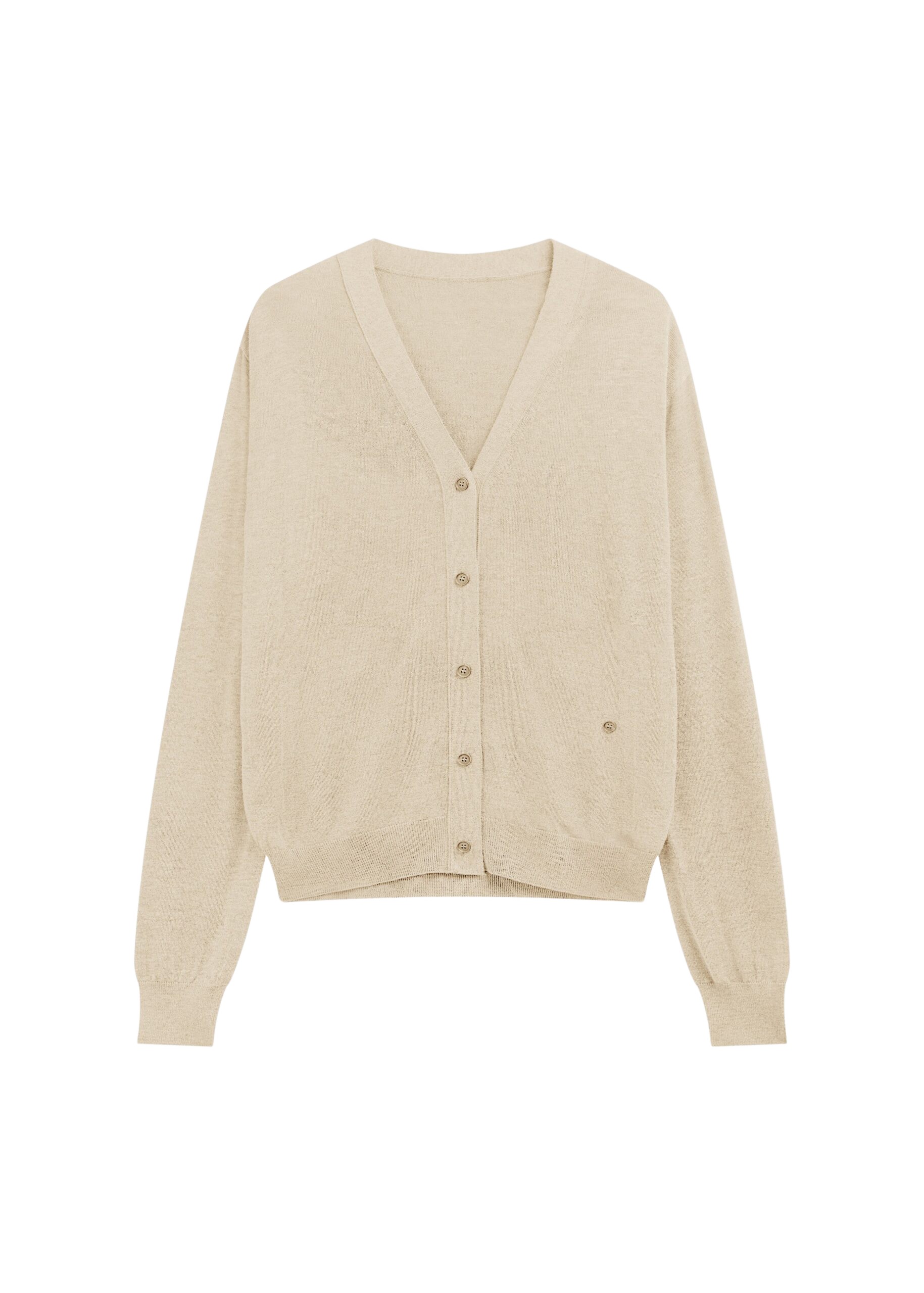 The Frankie Shop Zina V-Neck Cardigan - Beige - Oversized Minimalist Knitwear in Beige - Shop at Coveti
