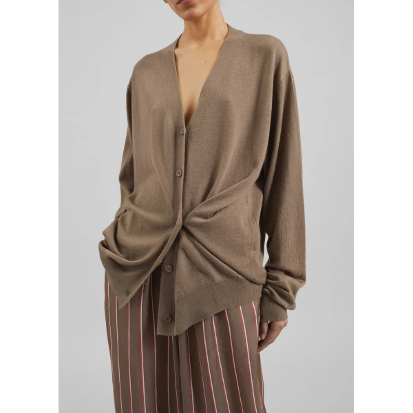 The Frankie Shop Zina V-Neck Cardigan – Mocha, view 6