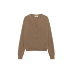 The Frankie Shop Zina V-Neck Cardigan - Mocha - Oversized Minimalist Knitwear in Beige - Shop at Coveti