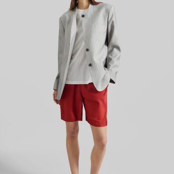 The Frankie Shop Zinia Lds Silk Twill Bermuda - Red - Oversized Minimalist Shorts in Red - Shop at Coveti