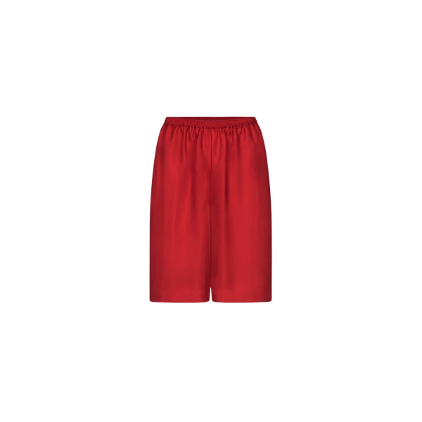 The Frankie Shop Zinia Lds Silk Twill Bermuda - Red - Oversized Minimalist Shorts in Red - Shop at Coveti