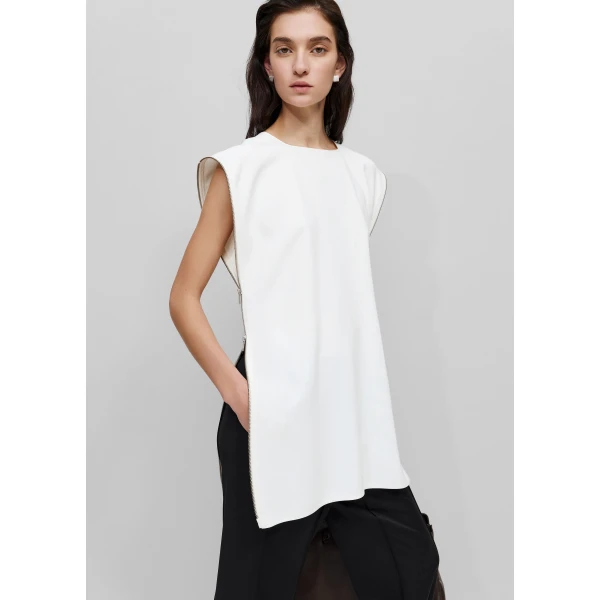The Frankie Shop Zipper Tunic Top – White, view 2