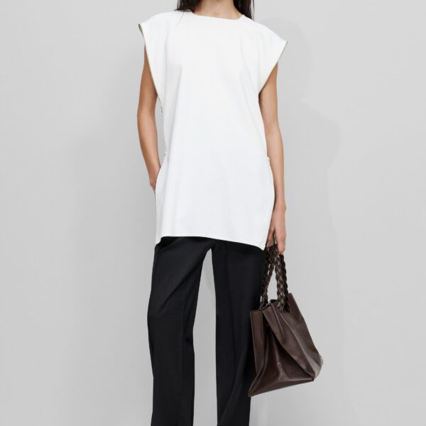 The Frankie Shop Zipper Tunic Top - White - Oversized Minimalist Tops in White - Shop at Coveti
