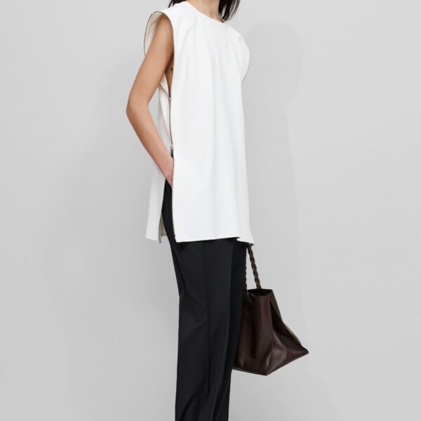 The Frankie Shop Zipper Tunic Top - White - Oversized Minimalist Tops in White - Shop at Coveti