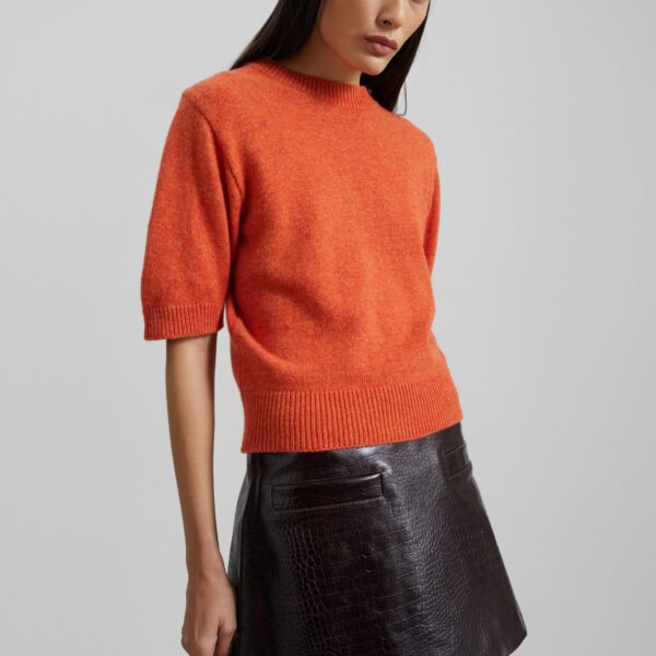 The Frankie Shop Zoersel Knit Top - Orange - Oversized Minimalist Tops in Orange - Shop at Coveti