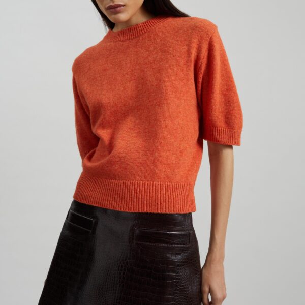 The Frankie Shop Zoersel Knit Top - Orange - Oversized Minimalist Tops in Orange - Shop at Coveti