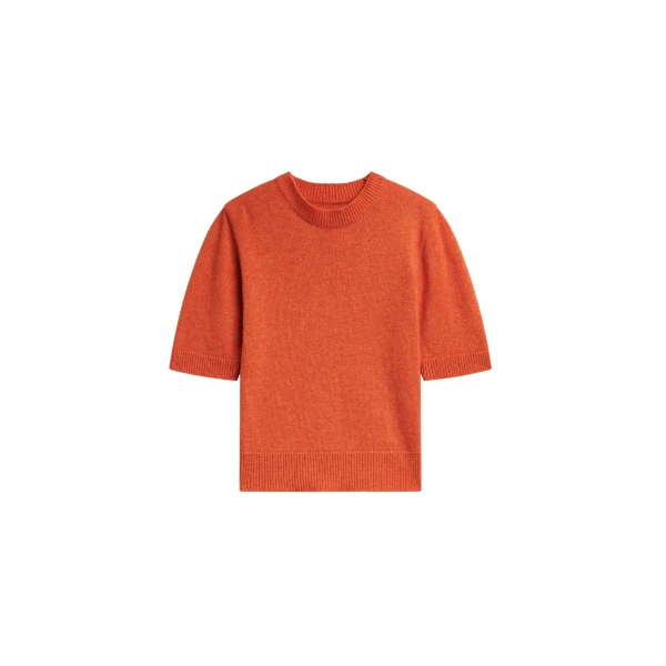 The Frankie Shop Zoersel Knit Top - Orange - Oversized Minimalist Tops in Orange - Shop at Coveti