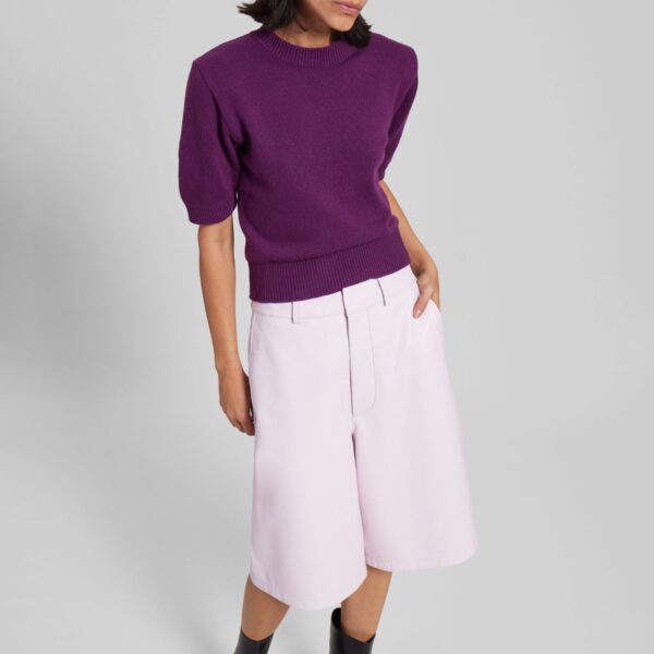 The Frankie Shop Zoersel Knit Top - Purple - Oversized Minimalist Tops in Purple - Shop at Coveti