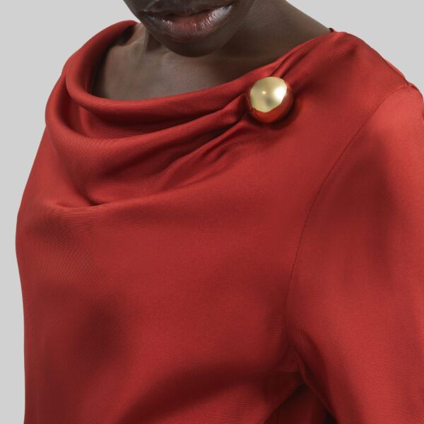 The Frankie Shop Zoya Silk Twill Dress - Red - Oversized Minimalist Dresses in Red - Shop at Coveti