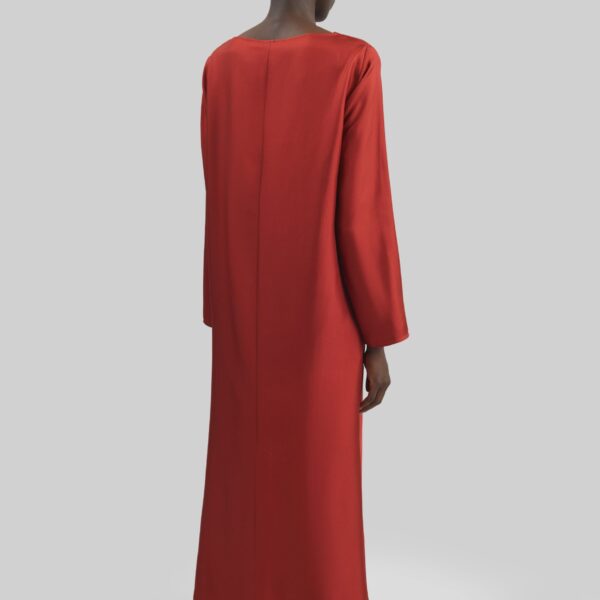 The Frankie Shop Zoya Silk Twill Dress - Red - Oversized Minimalist Dresses in Red - Shop at Coveti