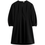 Totême Balloon Sleeve Cotton Dress Black - Dresses - Scandinavian Minimalist Luxury at Coveti
