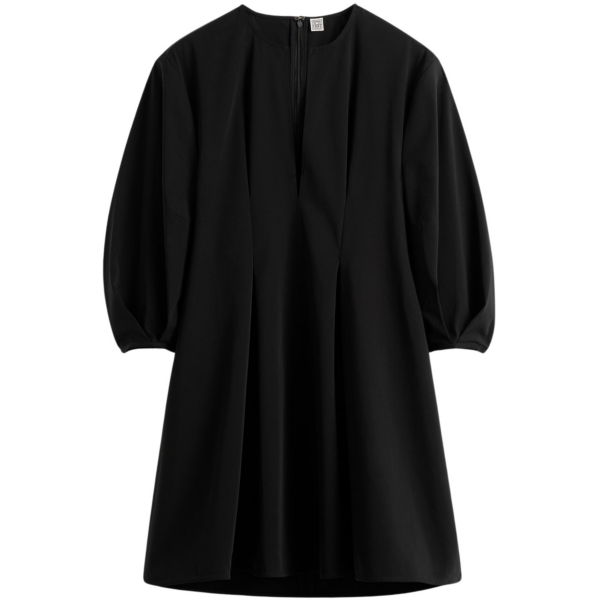 Totême Balloon Sleeve Cotton Dress Black - Dresses - Scandinavian Minimalist Luxury at Coveti