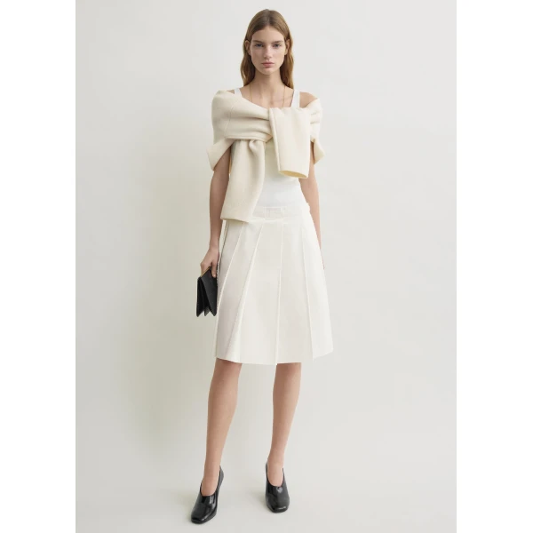 Totême Beaded Pleat Skirt White - Skirts - Scandinavian Minimalist Luxury at Coveti