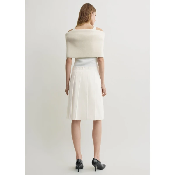 Totême Beaded Pleat Skirt White - Skirts - Scandinavian Minimalist Luxury at Coveti