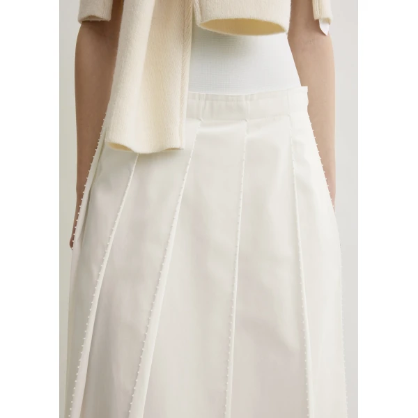 Totême Beaded Pleat Skirt White - Skirts - Scandinavian Minimalist Luxury at Coveti