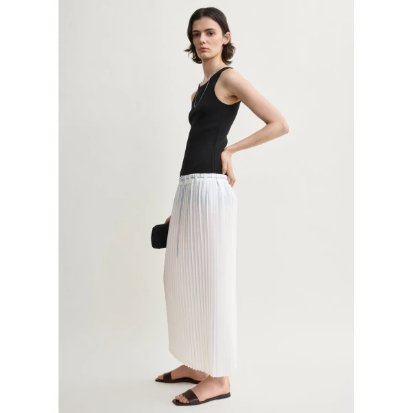 Totême Belted Pleated Skirt White - Skirts - Scandinavian Minimalist Luxury at Coveti