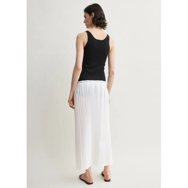 Totême Belted Pleated Skirt White - Skirts - Scandinavian Minimalist Luxury at Coveti