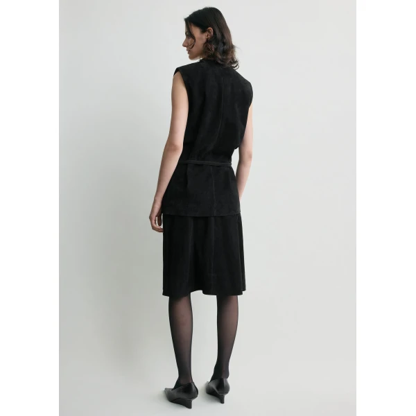 Totême Belted Suede Top Black - Tops - Scandinavian Minimalist Luxury at Coveti