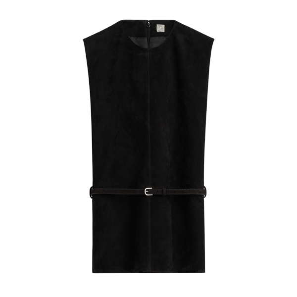 Totême Belted Suede Top Black - Tops - Scandinavian Minimalist Luxury at Coveti