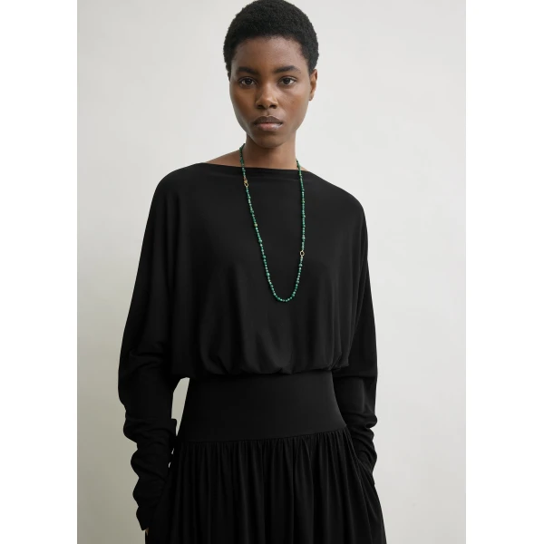 Totême Boatneck Jersey Dress Black - Dresses - Scandinavian Minimalist Luxury at Coveti