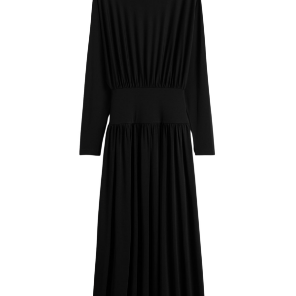 Totême Boatneck Jersey Dress Black - Dresses - Scandinavian Minimalist Luxury at Coveti