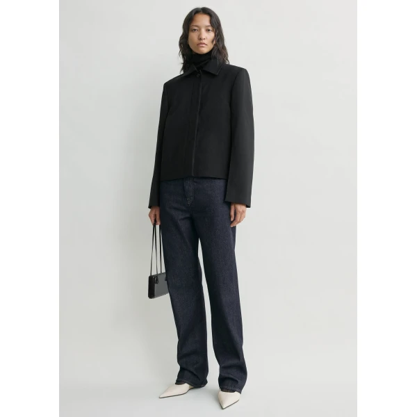 Totême Boxy Twill Jacket Black - Jackets - Scandinavian Minimalist Luxury at Coveti