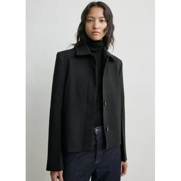 Totême Boxy Twill Jacket Black - Jackets - Scandinavian Minimalist Luxury at Coveti
