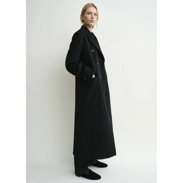 Totême Broad Coat Black - Coats - Scandinavian Minimalist Luxury at Coveti
