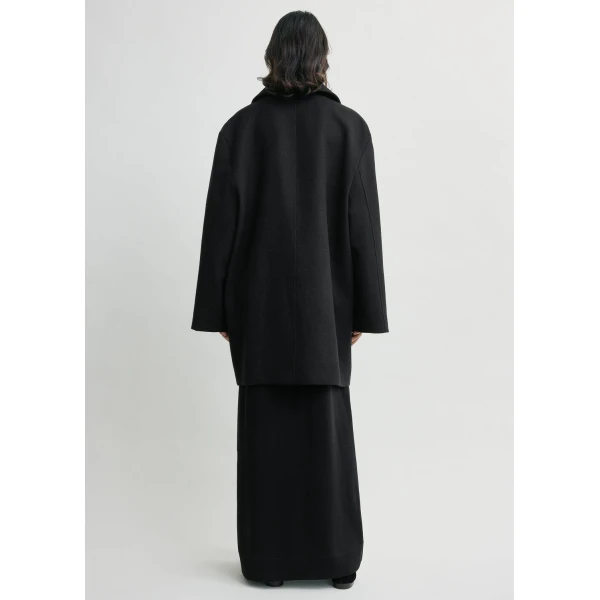 Totême Broad Peacoat Black - Coats - Scandinavian Minimalist Luxury at Coveti