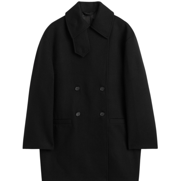 Totême Broad Peacoat Black - Coats - Scandinavian Minimalist Luxury at Coveti