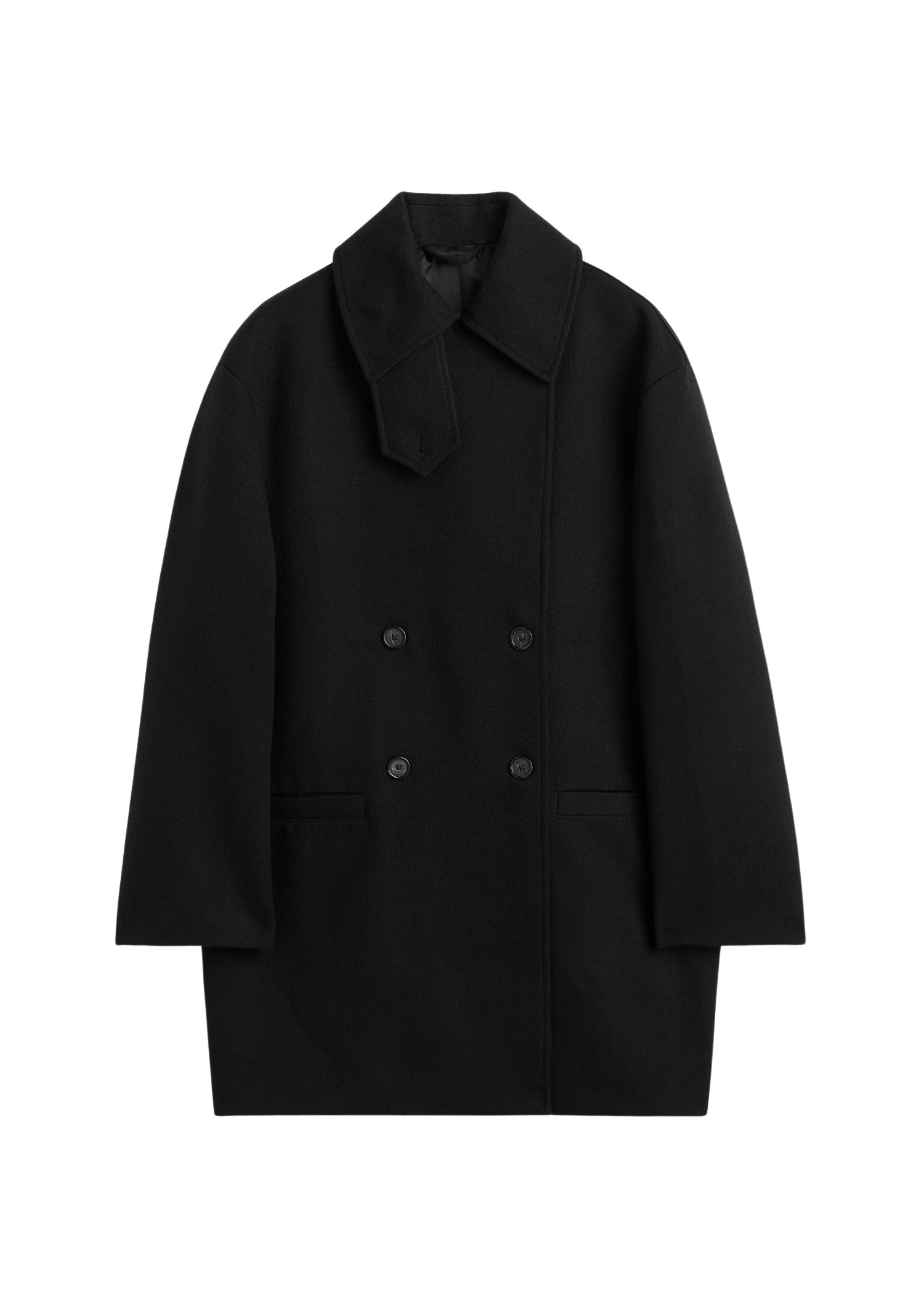 Toteme-Broad-Peacoat-Black51886_nobg Totême Broad Peacoat Black - Coats - Scandinavian Minimalist Luxury at Coveti