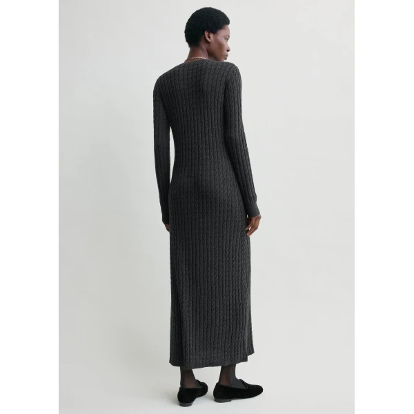 Totême Cable Knit Dress Charcoal - Dresses - Scandinavian Minimalist Luxury at Coveti