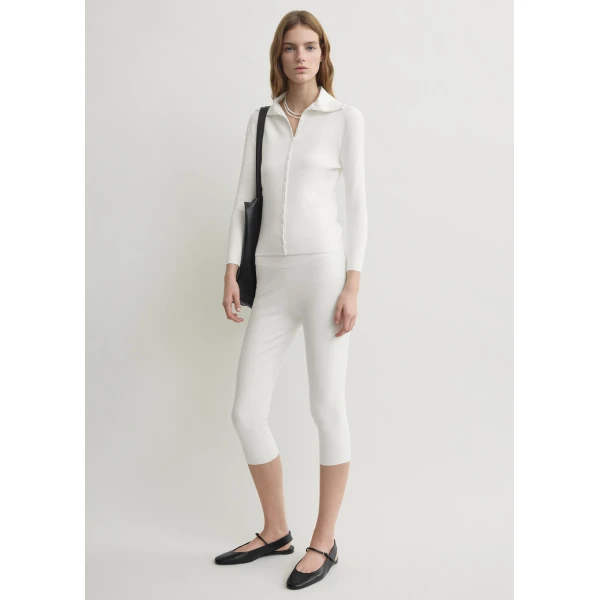 Totême Capri Knit Leggings Off-White - Pants - Scandinavian Minimalist Luxury at Coveti