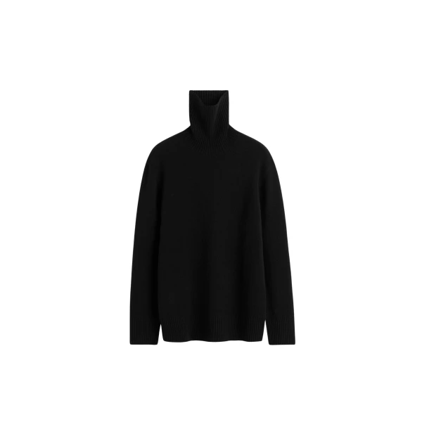 Totême Cashmere Turtleneck Black - Knitwear - Scandinavian Minimalist Luxury at Coveti