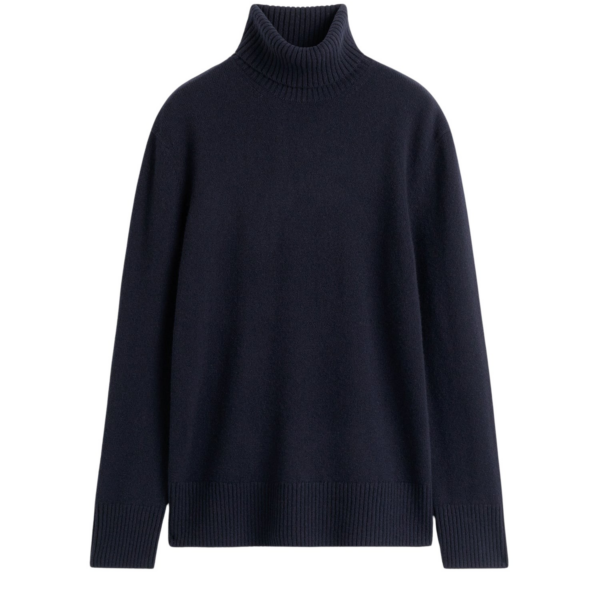 Totême Cashmere Turtleneck Navy - Knitwear - Scandinavian Minimalist Luxury at Coveti