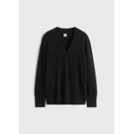 Totême Cashmere V-Neck Knit Black - Knitwear - Scandinavian Minimalist Luxury at Coveti