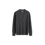 Totême Cashmere V-Neck Knit Charcoal - Knitwear - Scandinavian Minimalist Luxury at Coveti
