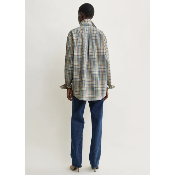 Totême Classic Check Shirt Blue/Orange - Tops - Scandinavian Minimalist Luxury at Coveti