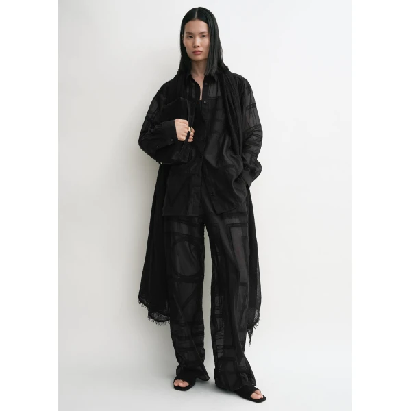 Totême Classic Crochet Shirt Black - Tops - Scandinavian Minimalist Luxury at Coveti