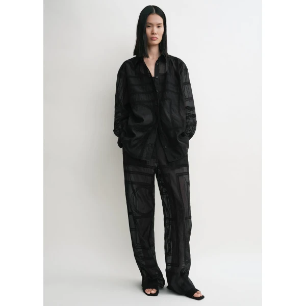 Totême Classic Crochet Shirt Black - Tops - Scandinavian Minimalist Luxury at Coveti