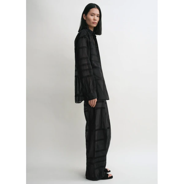 Totême Classic Crochet Shirt Black - Tops - Scandinavian Minimalist Luxury at Coveti