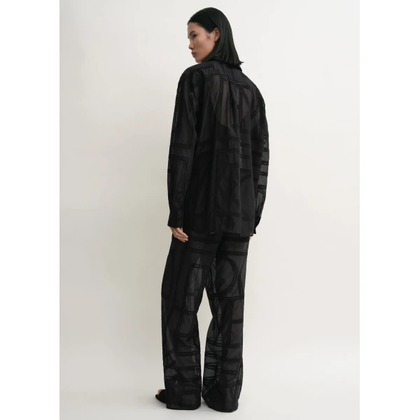 Totême Classic Crochet Shirt Black - Tops - Scandinavian Minimalist Luxury at Coveti