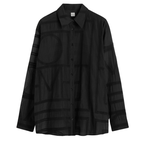 Totême Classic Crochet Shirt Black - Tops - Scandinavian Minimalist Luxury at Coveti