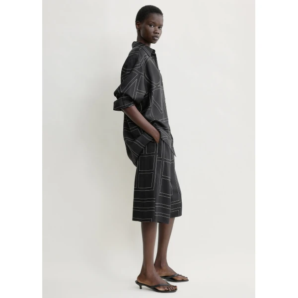 Totême Classic Embroidered Shirt Black - Tops - Scandinavian Minimalist Luxury at Coveti