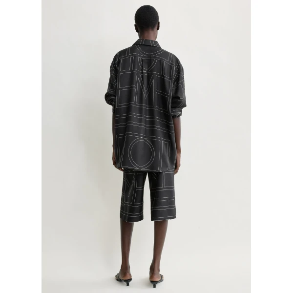 Totême Classic Embroidered Shirt Black - Tops - Scandinavian Minimalist Luxury at Coveti
